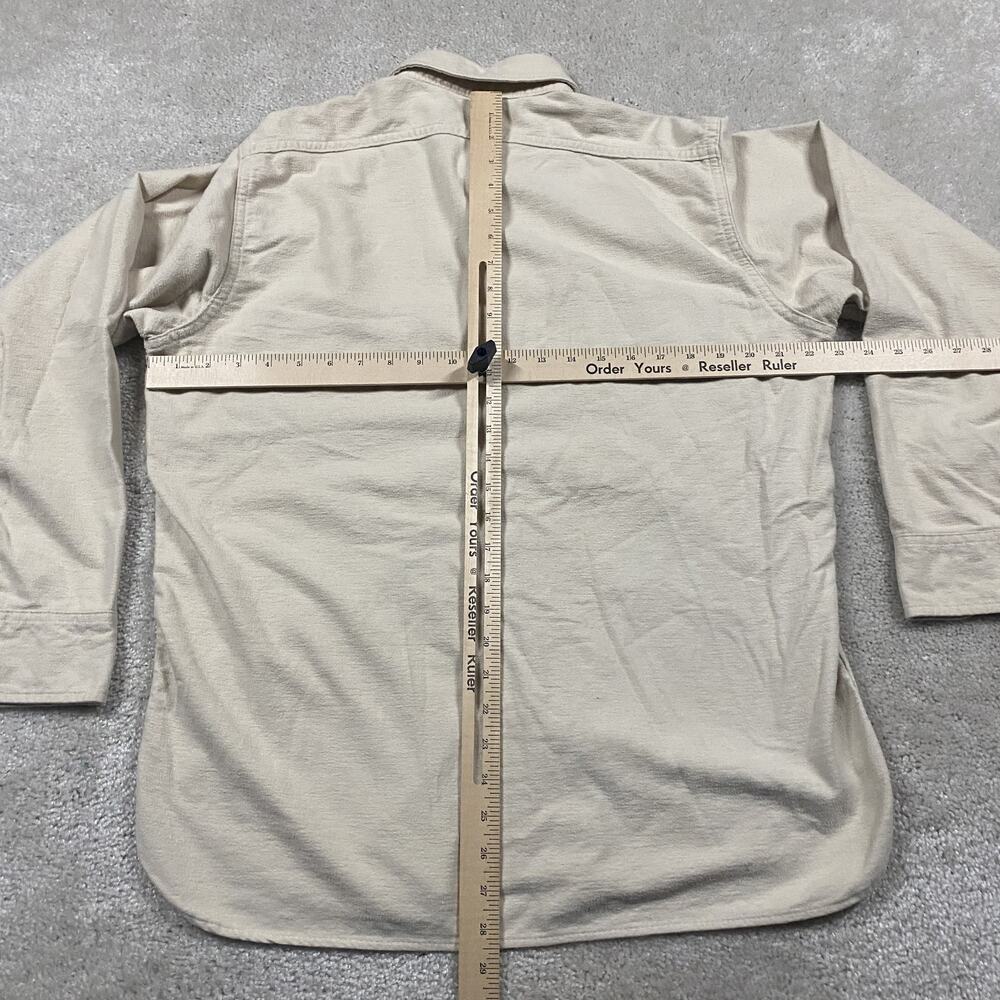 VTG Woolrich Shirt Mens L Beige Cotton Chamois Workwear USA Heavyweight Retro - Picture 4 of 7